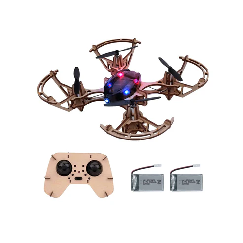 XYQ-6 DIY Wooden Drone with Camera Kit for Kids or Beginner, 2.4GHz RC Quadcopter with Altitude Hold, Headless Mode, 3D Flip and One Key Lift