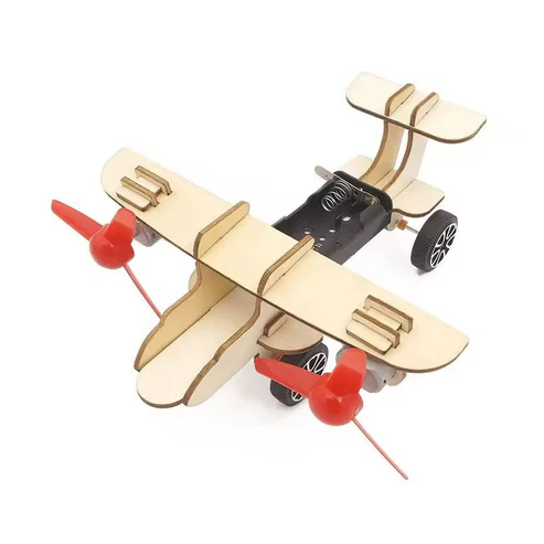 DIY Aircraft STEM Kit Twin-Engine Toy Taxiing Aircraft Educational Learning Wooden Puzzle Kids Games