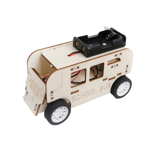 DIY School Bus STEM Kit School Bus Model Kit DIY Educational Science Assembly Blocks Toys Physics Experiment Kit