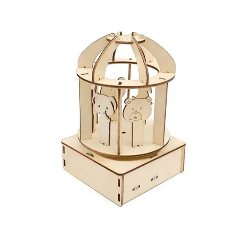 DIY Carousel Music Box STEM Kit Wooden Romantic Carousel Music Box Educational Science Experiment STEM Toy