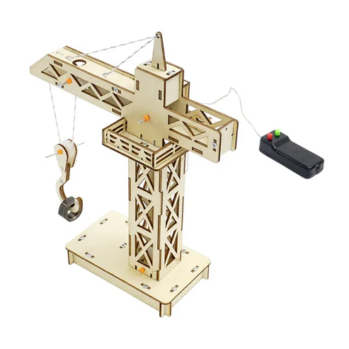 DIY Crane Tower STEM Kit Science Small Experiment Wooden Remote Control Tower Crane Material Package Children’s Education Handmade Small Crane