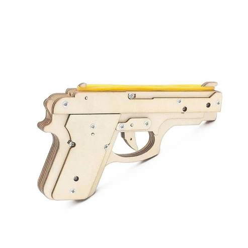 DIY Gun STEM Kit PB Playful Steam Bag Education Children Wooden Assembly DIY Building Block Rubber Band Gun Fun Toys Creative Gift