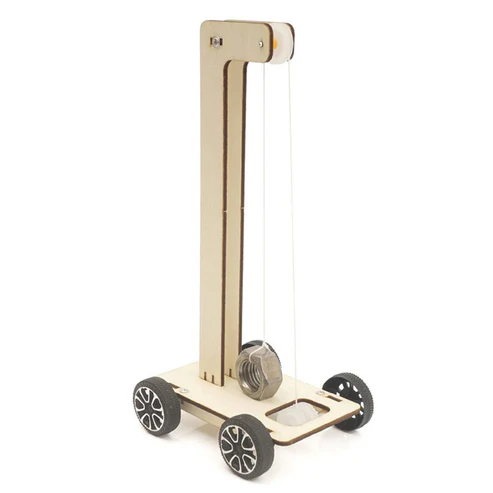 Gravity Power Car STEM Kit Wooden Creative DIY Technology Gravity Power Car Physical Toys For Children Early Learning Education Gravity Trolley Science Toy