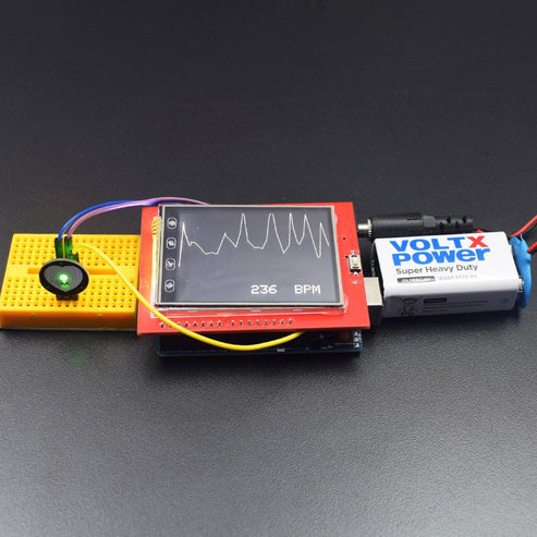 Make a Heartbeat monitor with 2.4 inch TFT display using pulse rate sensor