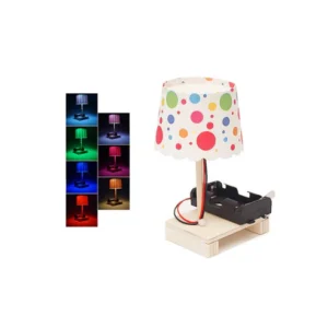 Colorful Desk Lamp STEM Kit Mini Electronic Colorful Desk Lamp DIY Crafts Educational Toy For Kids DIY Wooden Science Kit Kids Science Experiment Kits Desk Lamp