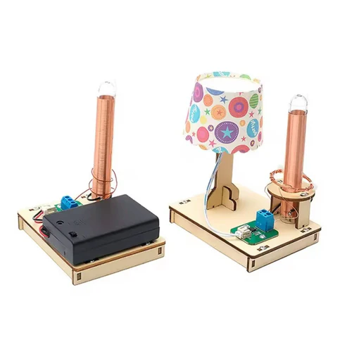 Wireless Power Transmission STEM Kit Wooden Puzzle STEM Wireless Charging Kit Wireless Power Lamp Kit DIY Wireless Power Transfer STEM Kit Table Lamp for Kids