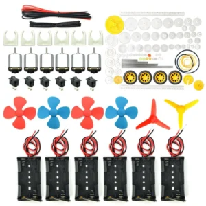 DIY Electronic Kit 6 set Rectangular Mini Electric 1.5-3V 24000RPM DC Motor with 84 Pcs Plastic Gears,Electronic wire, 2 x AA Battery Holder, Boat Rocker Switch, Shaft Propeller for DIY Science Projects