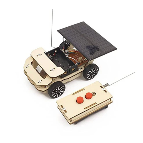 DIY Remote Car STEM Kit Wooden Wireless Remote Controlled Car with Solar Energy