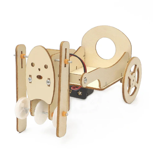 DIY Robot Pulling Cart STEM Kit Wooden Robot and Cart Building Toy Educational Robot Pulling Cart Construction Kit Hands-on STEM Toy: Build a Robot Rickshaw