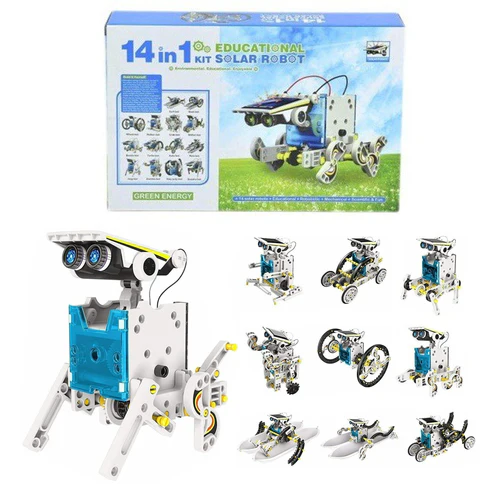 Solar Robot Kit – 14 in 1 Learning Educational Kids Station, Robot Toy Game DIY Toys for Boys, Girls – Multicolor