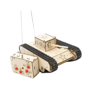 DIY Tracked Tank STEM Kit Wooden Electric Motor Remote Control Tracked Tank Science Experiment Kit