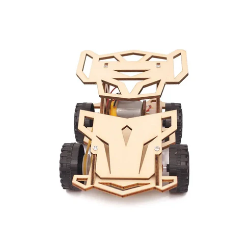 DIY 4 Wheel Car STEM Kit Wooden Puzzle Kids Puzzle Toy DIY STEM Four Wheel Drive kids Cars Science Education Toy kits Electric Wooden Toy Car 3D Jigsaw Wooden Racing Assembled Racing Car Small Production