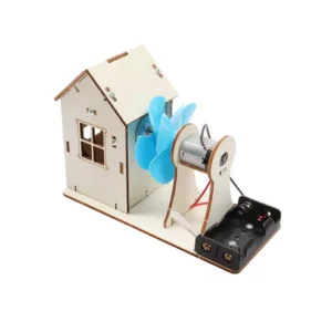 Wind Turbine House STEM Kit Wooden DIY Wind Power Station DIY Renewable Energy Project Educational Wind Turbine Construction Set Build Your Own Wind Turbine