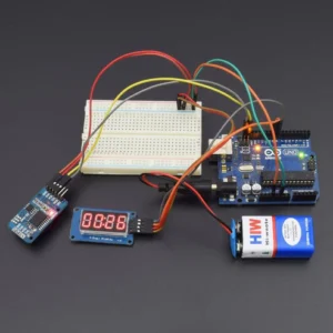 make a digital clock using 4 bit TM1637 Led display module and DS3231 RTC module interfacing with Arduino uno