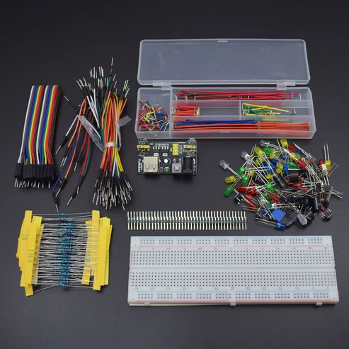 Electronic Component Starter Kit for Arduino Resistor, LED, Capacitor, Jumper Wires Kit with Retail Box