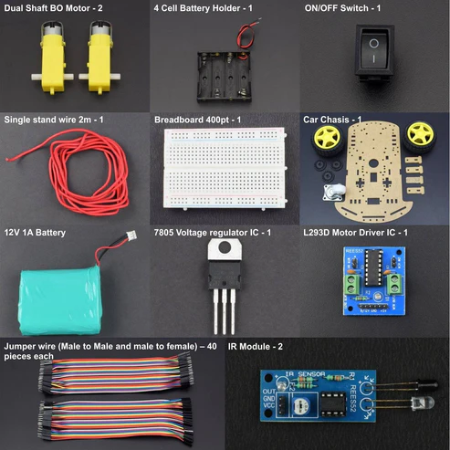 Make a Line Follower Robot Car Using L293d Motor Driver IC And BO Motor Dual Shaft