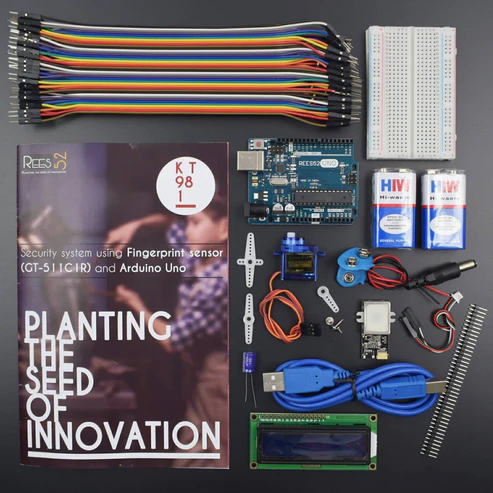 Security system using Fingerprint sensor (GT-511C1R) and Arduino Uno