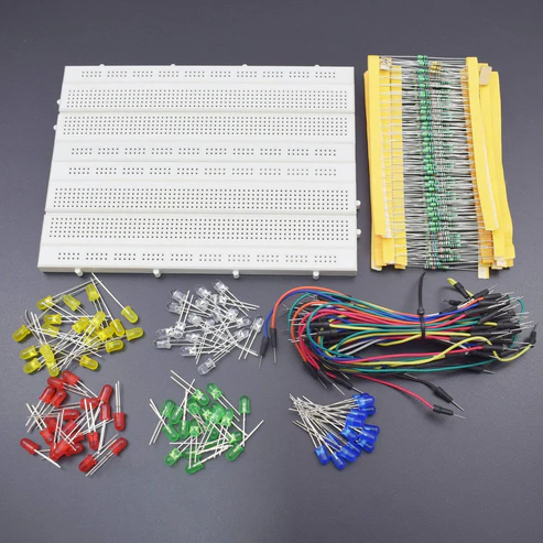 Basic Starter Kit ,4 in 1 Electronics Components,Breadboard,Color LED,Jumper Wires for Arduino