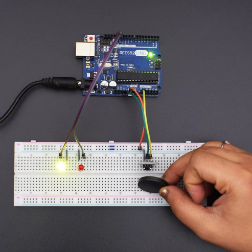 Control the LEDs using Hall Magnetic Sensor Module compatible with Arduino Uno
