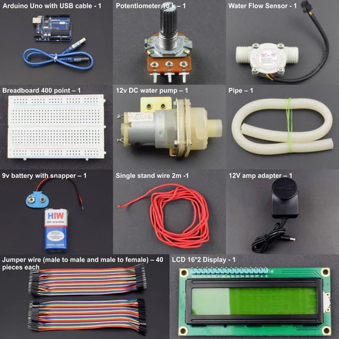Measure the value of water flow using water flow sensor and DC water pump 12 V interfacing with Arduino uno
